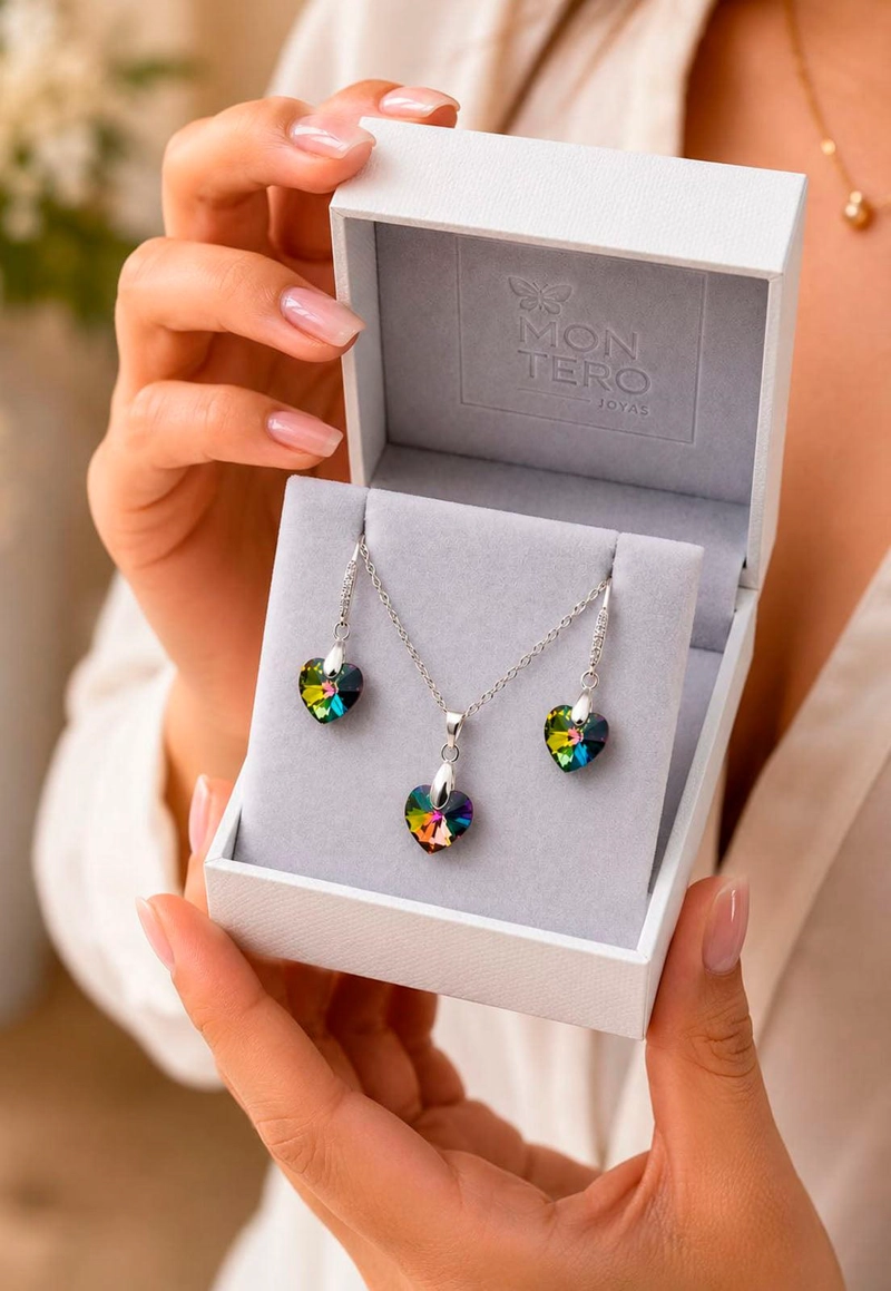 CONJUNTO ROMANCE PLATA 925 CRISTAL SWAROVSKI® VITRAL MEDIUM - 6