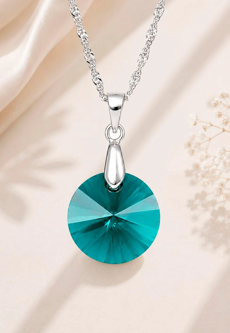 COLLAR PARIS PLATA 925 CRISTAL SWAROVSKI® EMERALD - 3