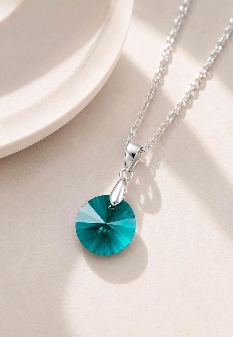 COLLAR PARIS PLATA 925 CRISTAL SWAROVSKI® EMERALD - 5
