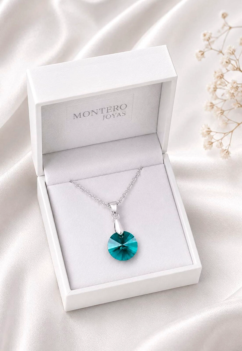 COLLAR PARIS PLATA 925 CRISTAL SWAROVSKI® EMERALD - 6