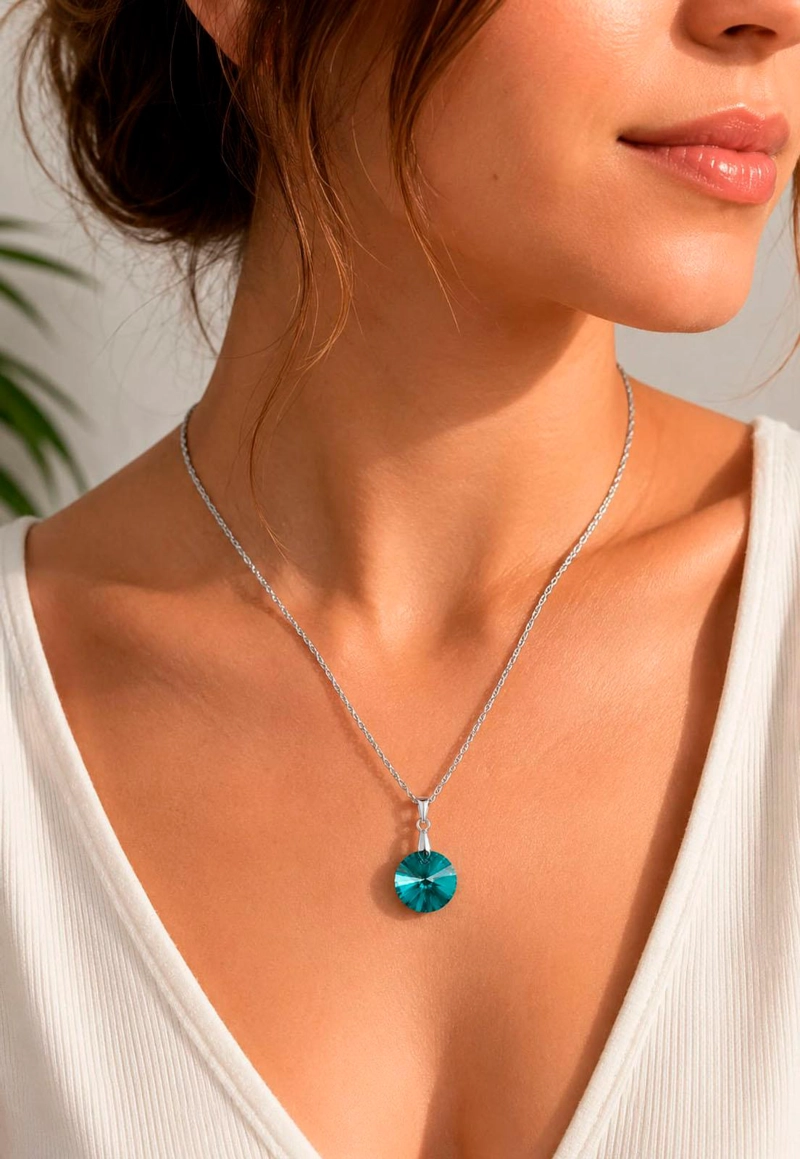 COLLAR PARIS PLATA 925 CRISTAL SWAROVSKI® EMERALD - 7