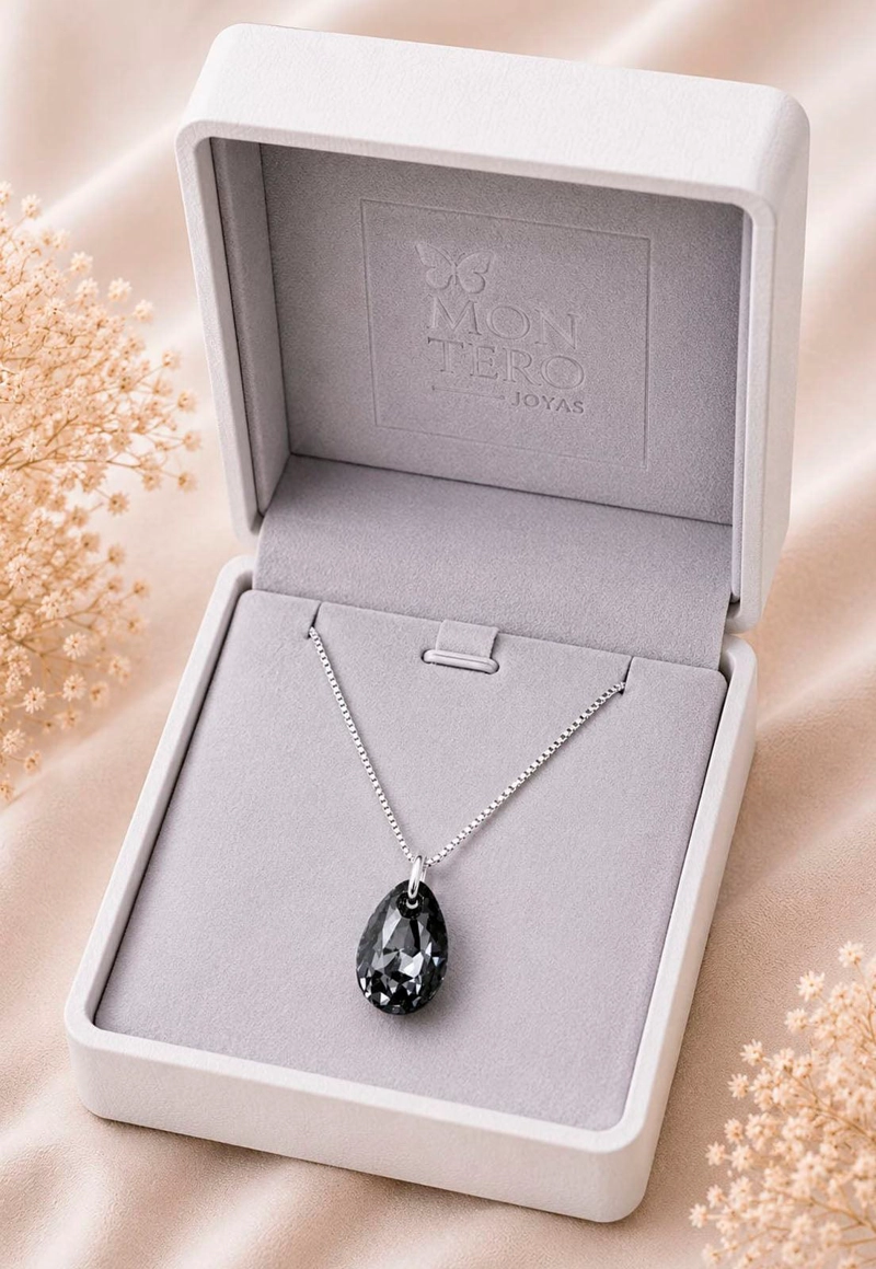 COLLAR GOTA DE LUZ PLATA 925 CRISTAL SWAROVSKI® SILVER NIGHT - 2