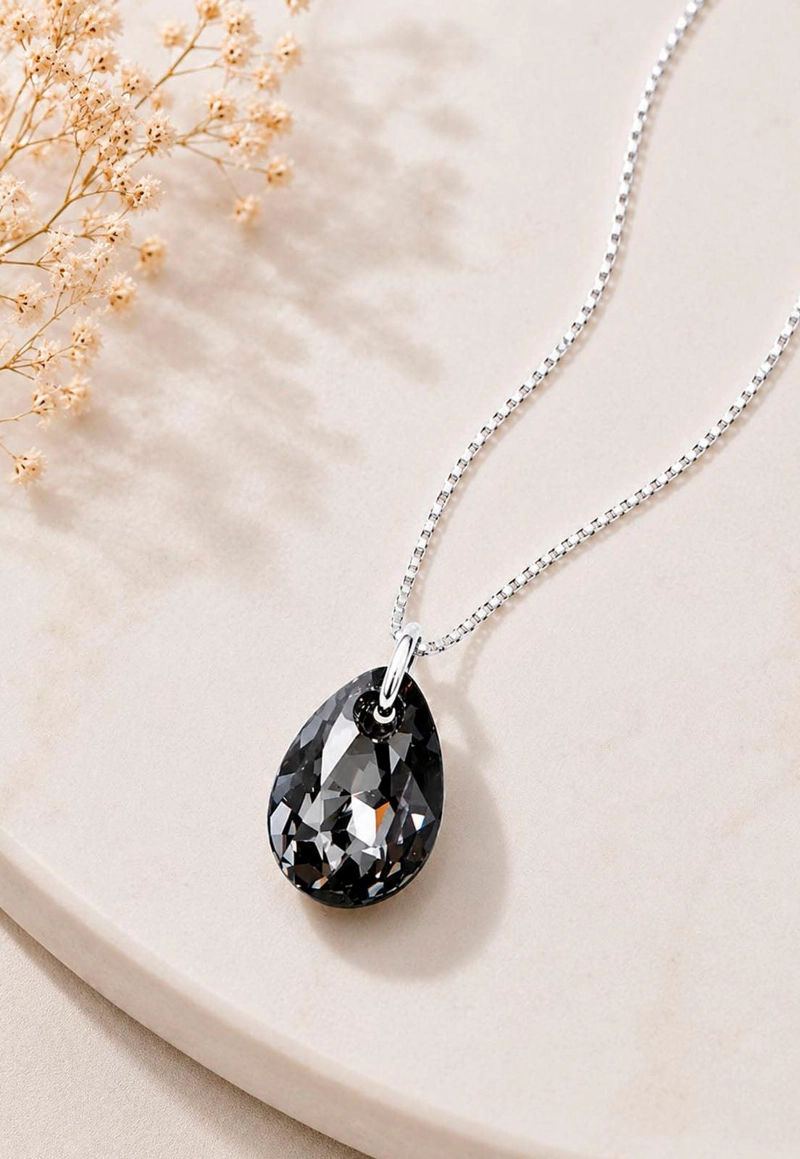 COLLAR GOTA DE LUZ PLATA 925 CRISTAL SWAROVSKI® SILVER NIGHT - 3