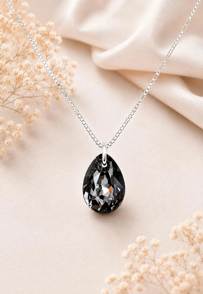 COLLAR GOTA DE LUZ PLATA 925 CRISTAL SWAROVSKI® SILVER NIGHT - 5