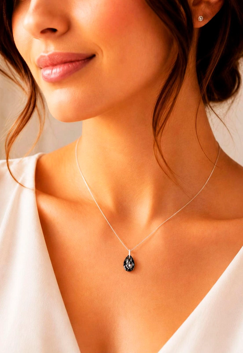 COLLAR GOTA DE LUZ PLATA 925 CRISTAL SWAROVSKI® SILVER NIGHT - 7