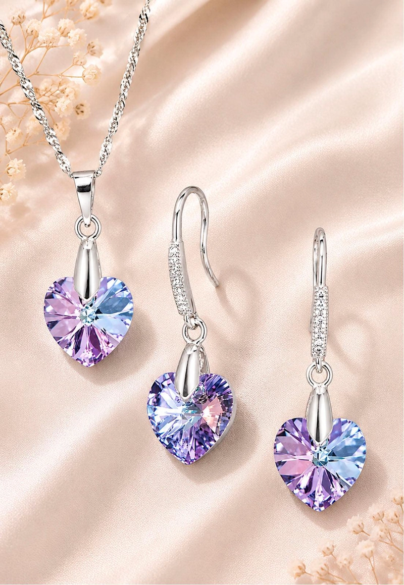 CONJUNTO ROMANCE PLATA 925 CRISTAL  Swarovski® VITRAL LIGHT - 5