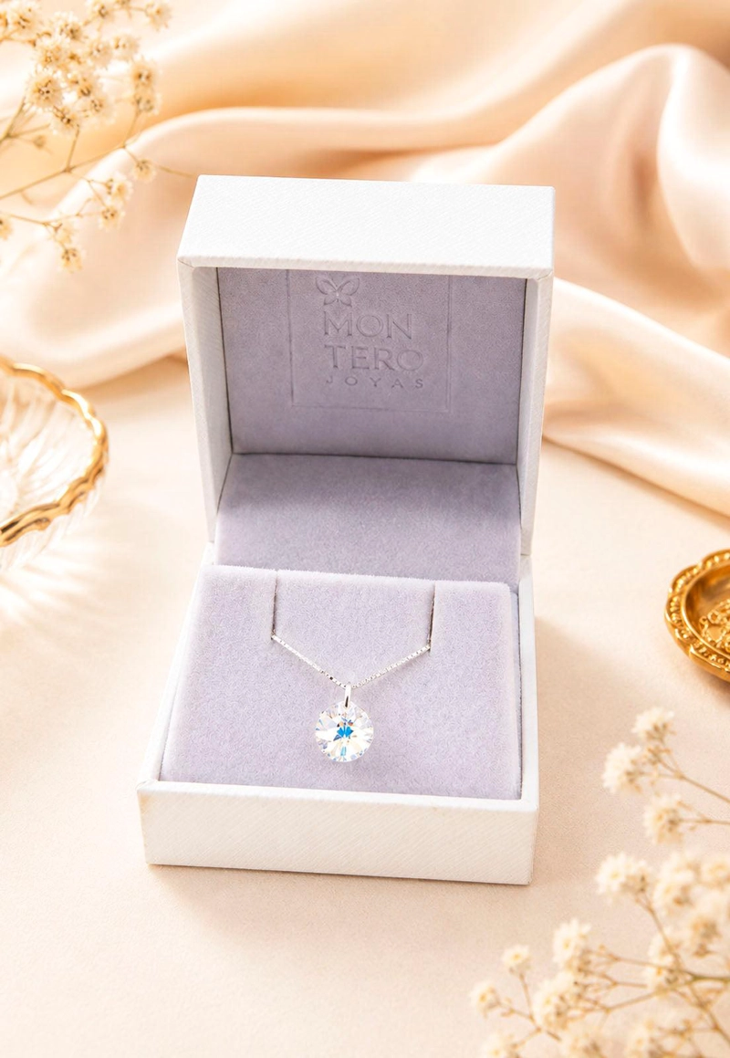 COLLAR PUNTO DE LUZ PLATA 925 CRISTAL SWAROVSKI® AURORA BOREAL - 7