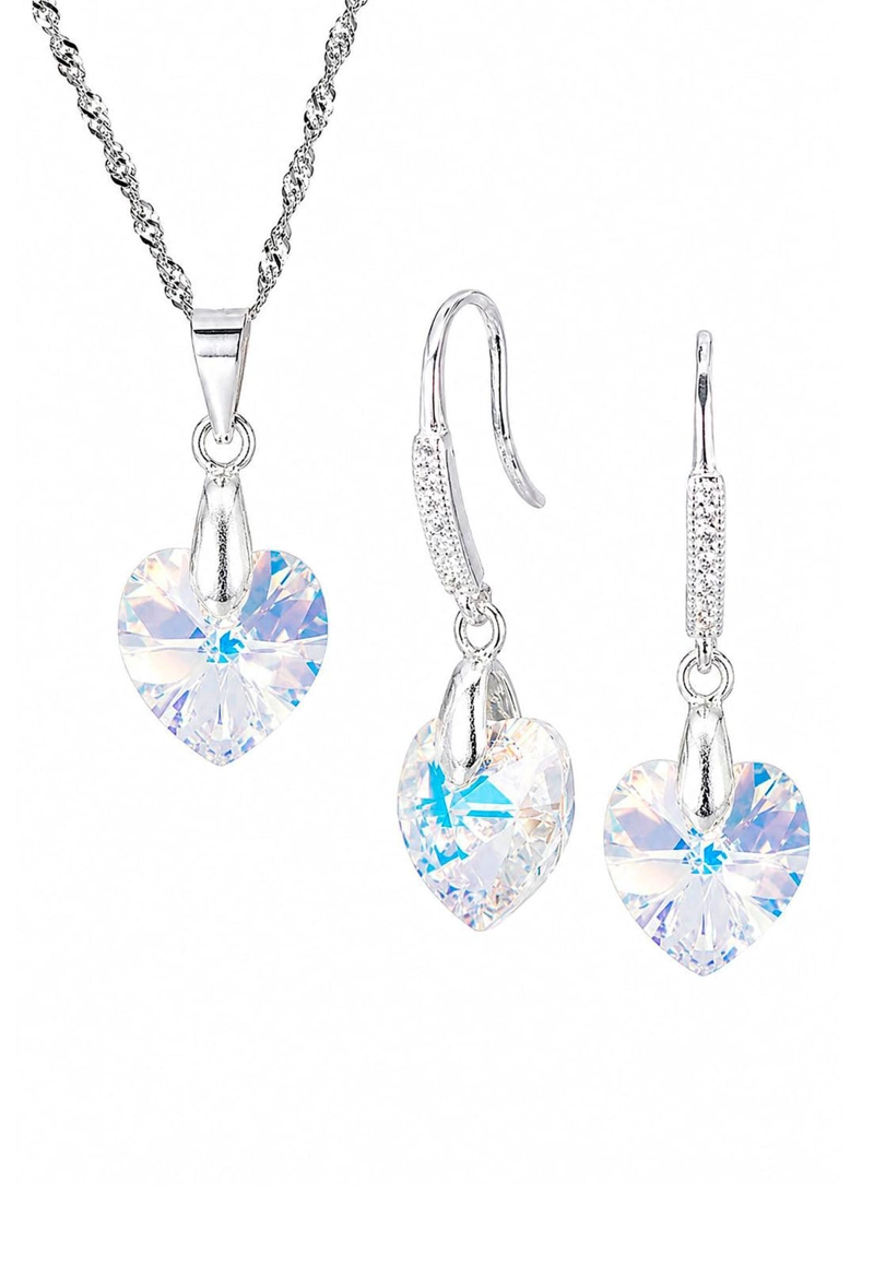CONJUNTO ROMANCE PLATA 925 CRISTAL Swarovski® AURORA BOREAL - 1