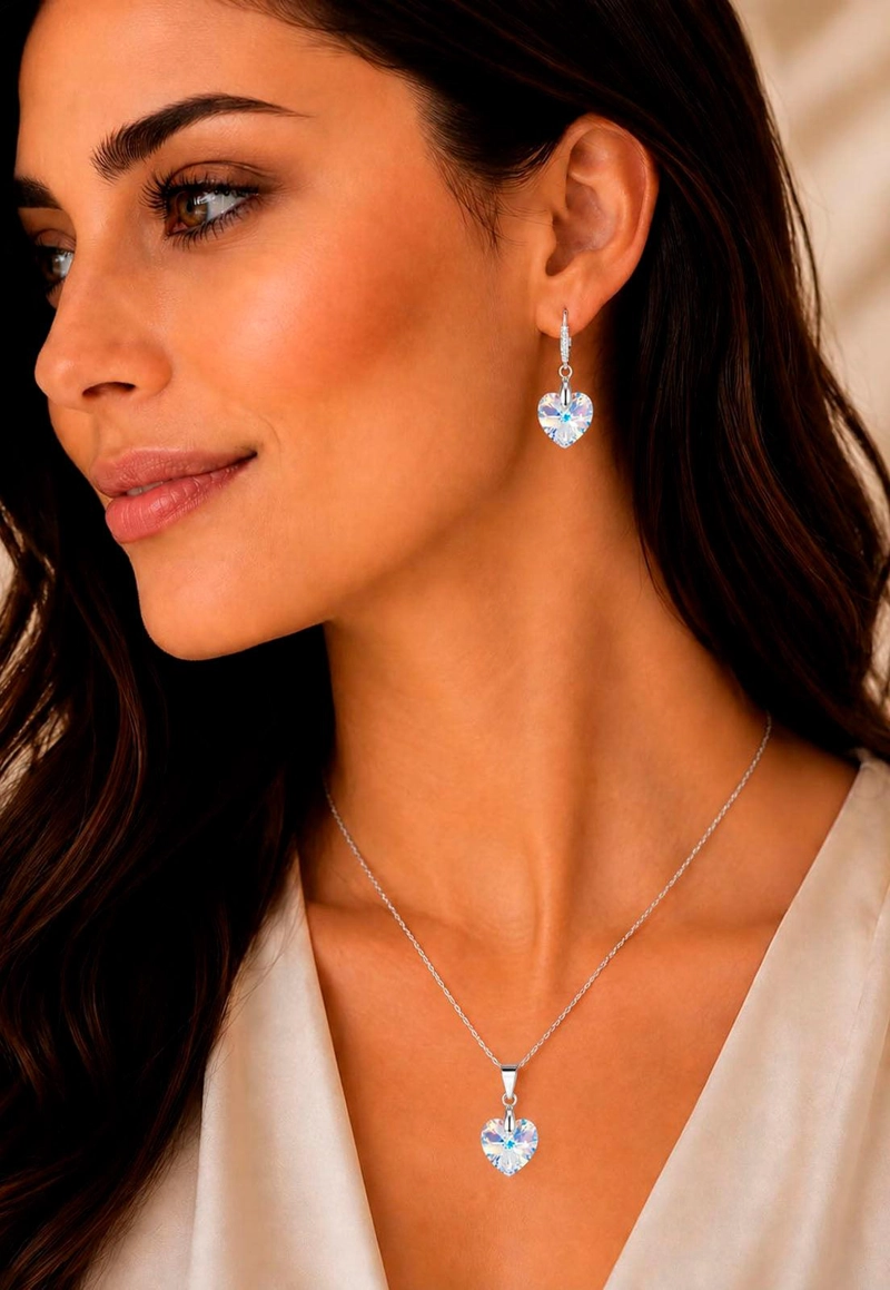 CONJUNTO ROMANCE PLATA 925 CRISTAL Swarovski® AURORA BOREAL - 4