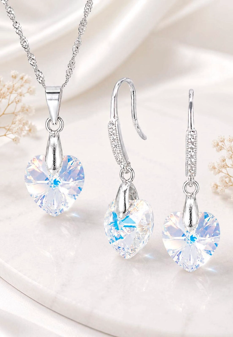 CONJUNTO ROMANCE PLATA 925 CRISTAL Swarovski® AURORA BOREAL - 5