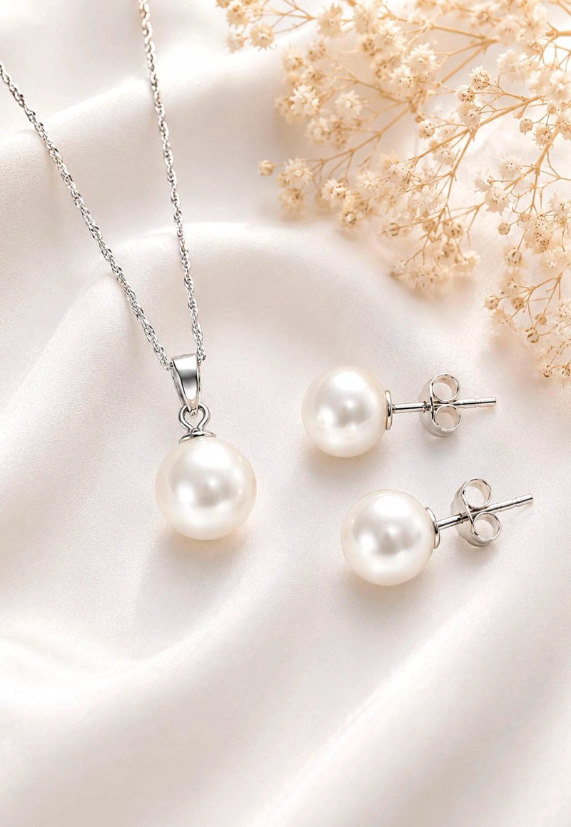 CONJUNTO VIENA PLATA 925 PERLA SWAROVSKI® CREAM - 5