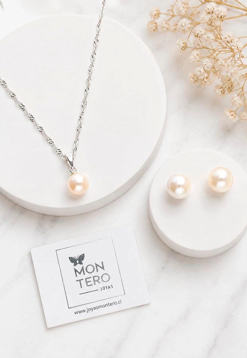 CONJUNTO VIENA PLATA 925 PERLA SWAROVSKI® CREAM - 6