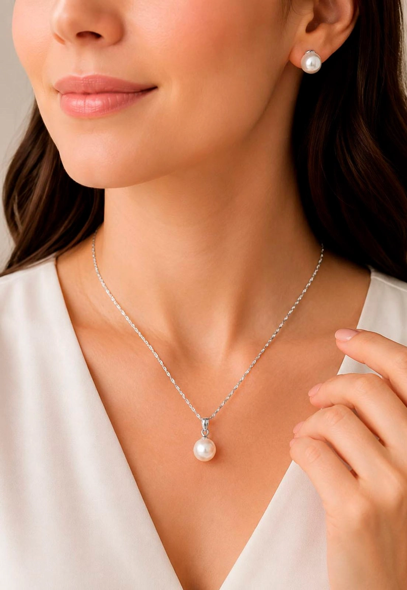 CONJUNTO VIENA PLATA 925 PERLA SWAROVSKI® CREAM - 7