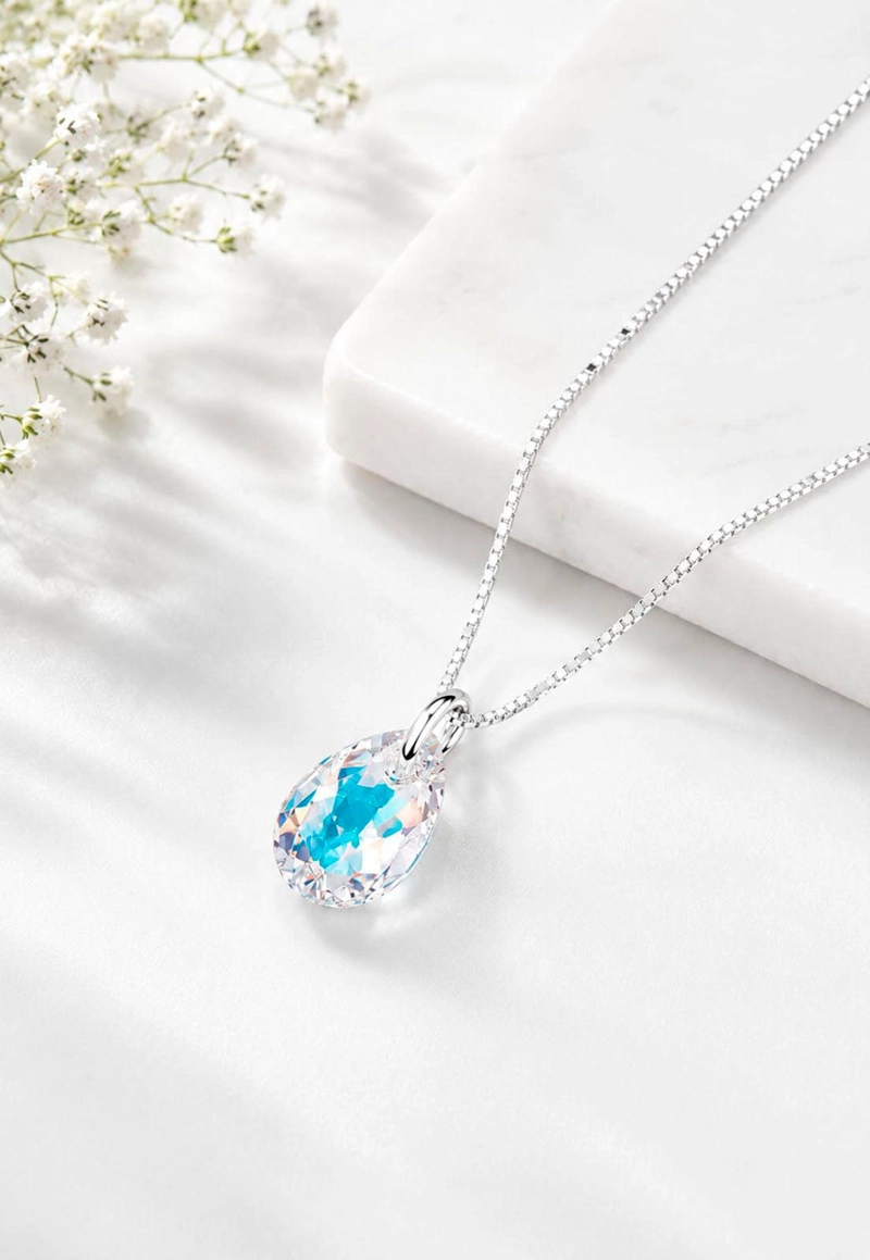 COLLAR GOTA DE LUZ PLATA 925 CRISTAL SWAROVSKI AURORA BOREAL - 7