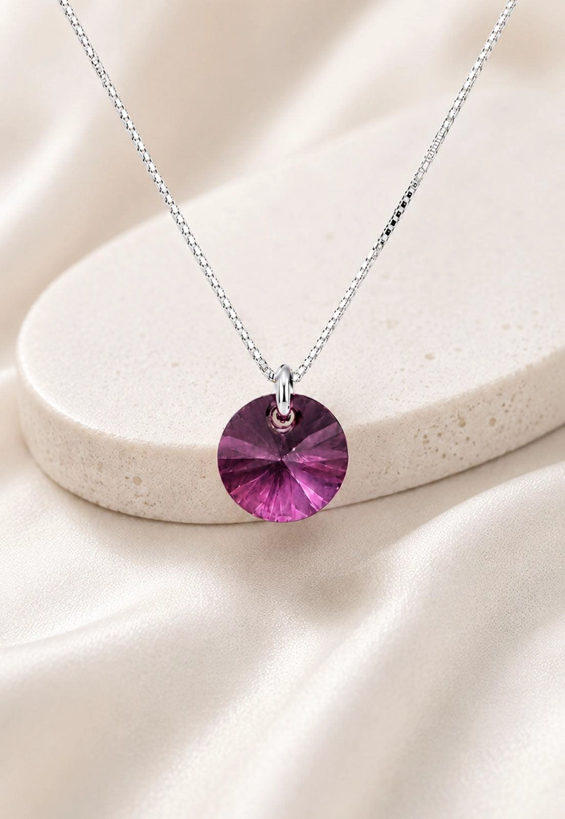 COLLAR PUNTO DE LUZ PLATA 925 CRISTAL SWAROVSKI  ANTIQUE PINK - 5