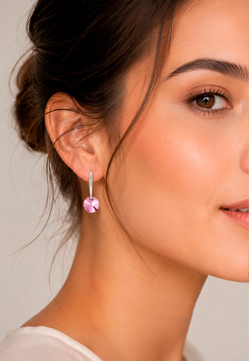 AROS PUNTO DE LUZ PLATA 925 CRISTAL SWAROVSKI® ANTIQUE PINK - 2