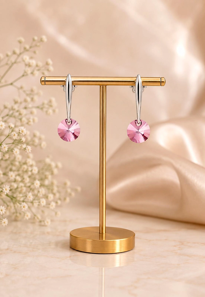 AROS PUNTO DE LUZ PLATA 925 CRISTAL SWAROVSKI® ANTIQUE PINK - 3