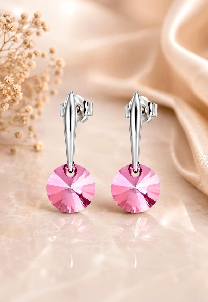 AROS PUNTO DE LUZ PLATA 925 CRISTAL SWAROVSKI® ANTIQUE PINK - 4