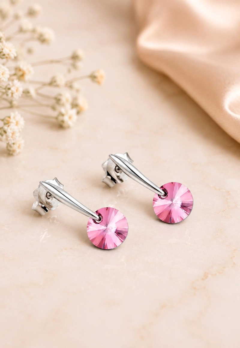 AROS PUNTO DE LUZ PLATA 925 CRISTAL SWAROVSKI® ANTIQUE PINK - 6