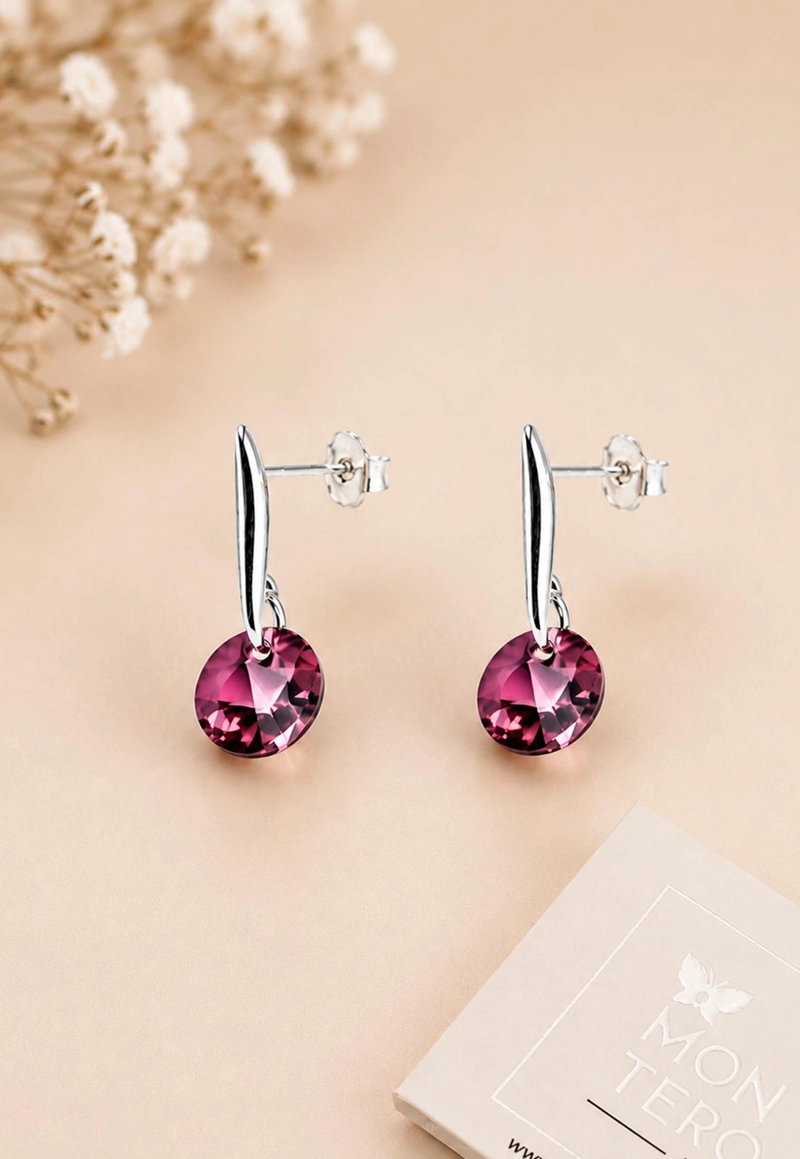 AROS PUNTO DE LUZ PLATA 925 CRISTAL SWAROVSKI® ANTIQUE PINK - 8