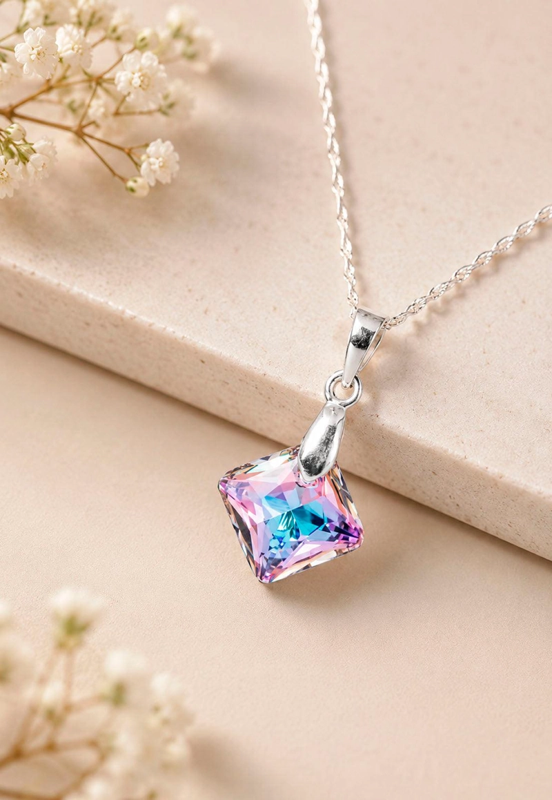 COLLAR CRISTINA PLATA 925 CRISTAL  SWAROVSKI® VITRAL LIGHT - 2