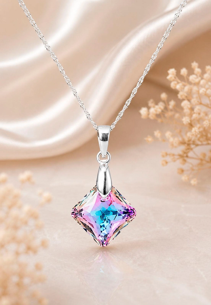 COLLAR CRISTINA PLATA 925 CRISTAL  SWAROVSKI® VITRAL LIGHT - 3