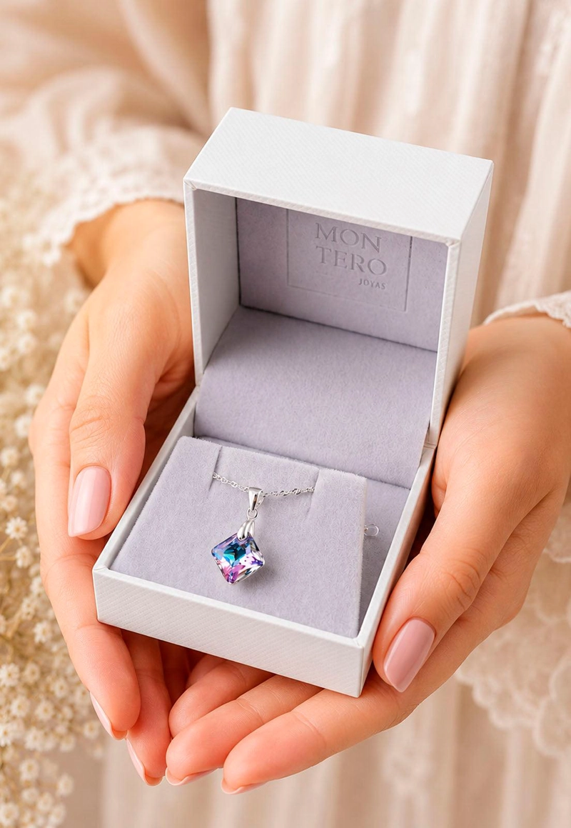 COLLAR CRISTINA PLATA 925 CRISTAL  SWAROVSKI® VITRAL LIGHT - 5