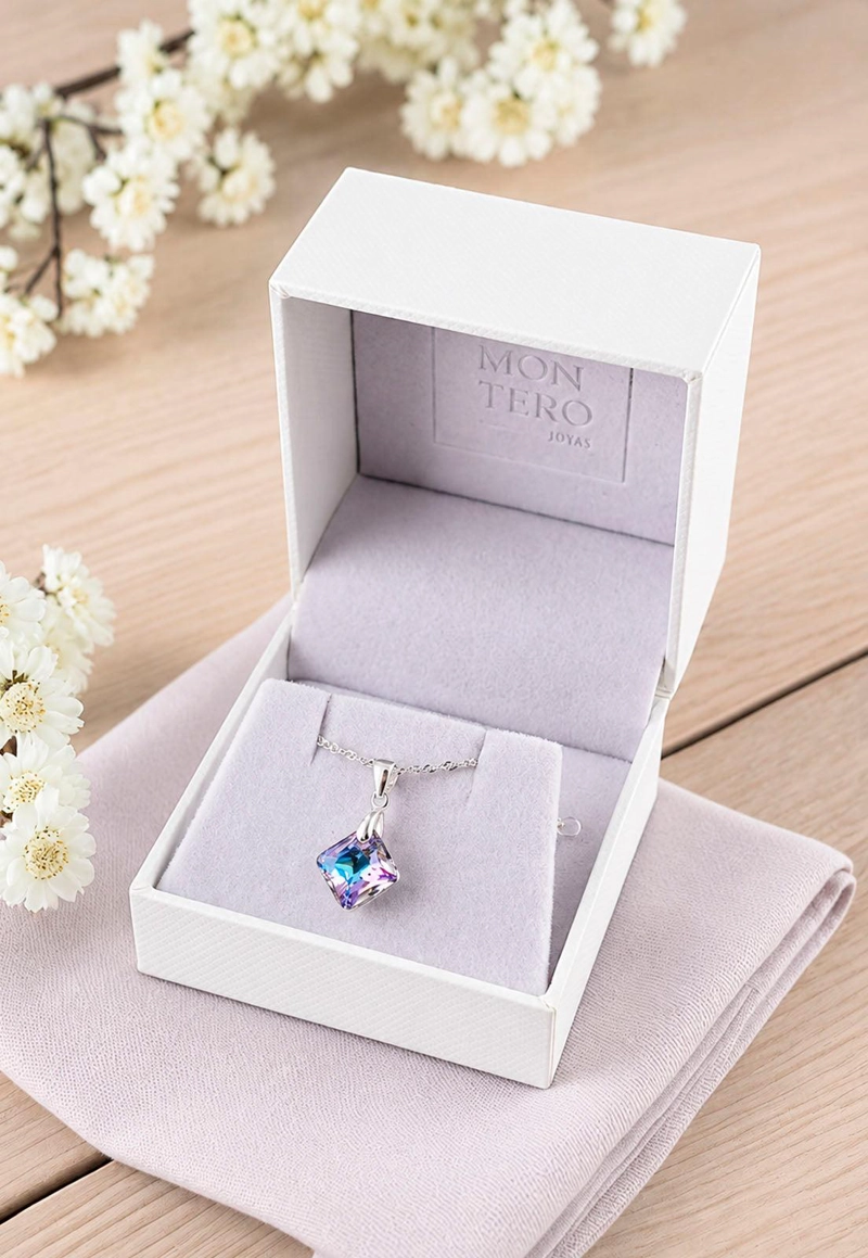 COLLAR CRISTINA PLATA 925 CRISTAL  SWAROVSKI® VITRAL LIGHT - 6