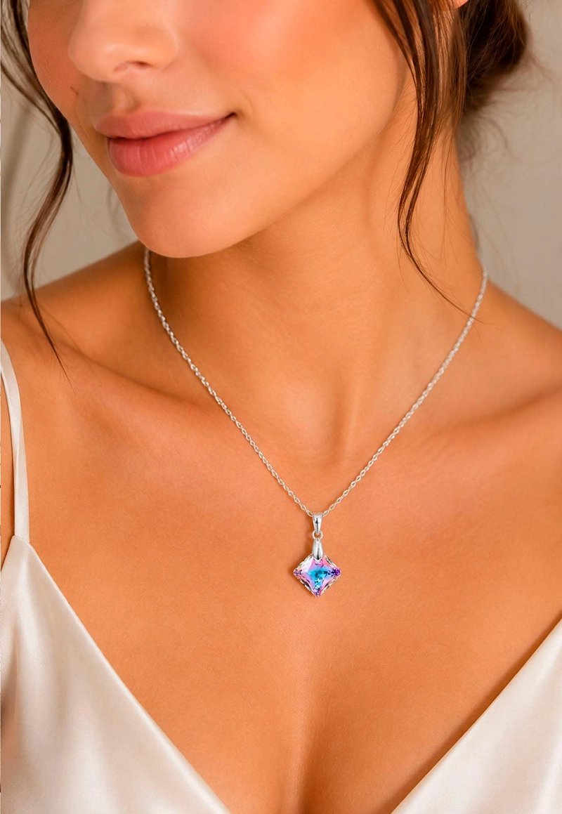 COLLAR CRISTINA PLATA 925 CRISTAL  SWAROVSKI® VITRAL LIGHT - 7
