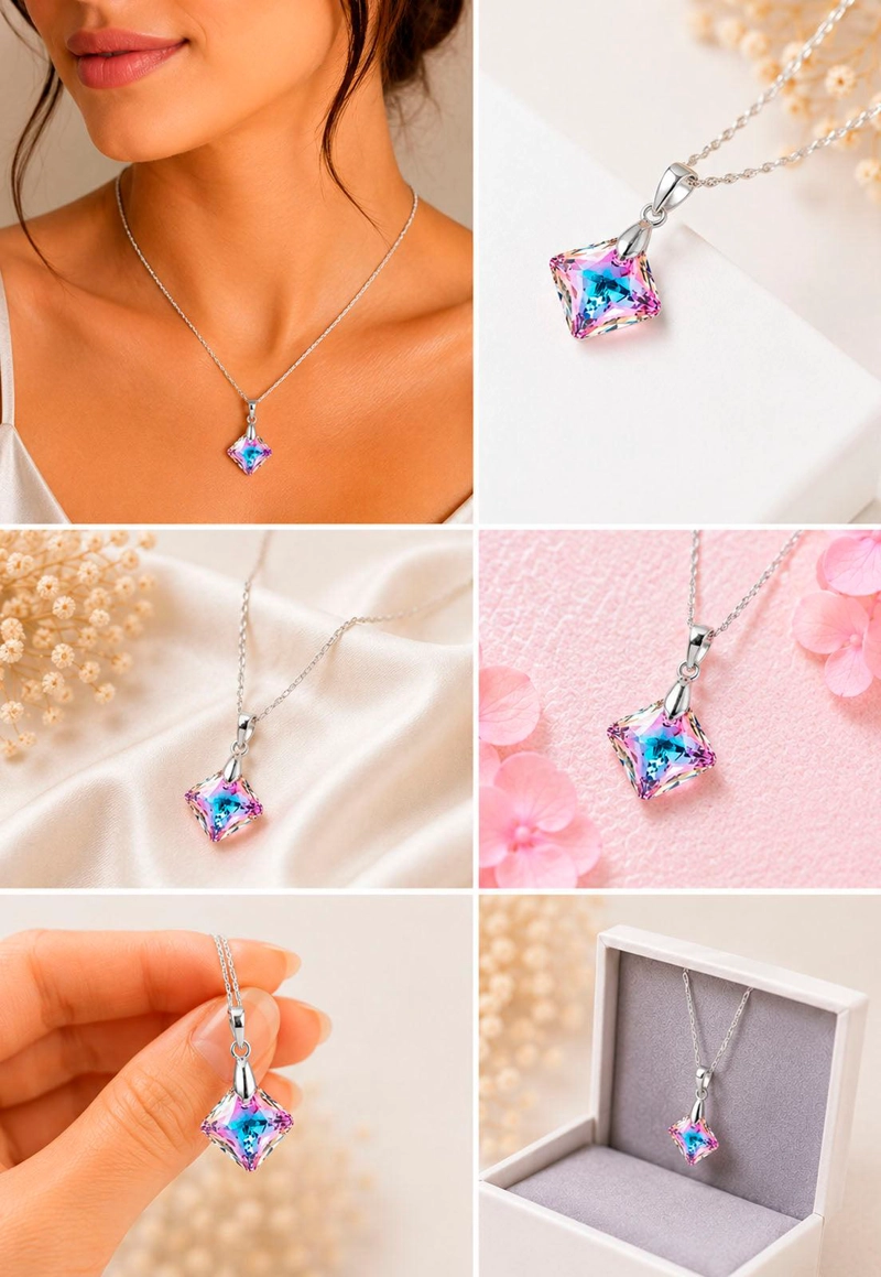 COLLAR CRISTINA PLATA 925 CRISTAL  SWAROVSKI® VITRAL LIGHT - 8