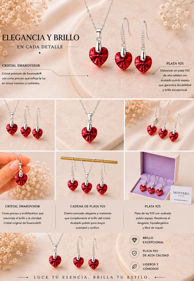 CONJUNTO ROMANCE PLATA 925 CRISTAL Swarovski® SIAM - 7