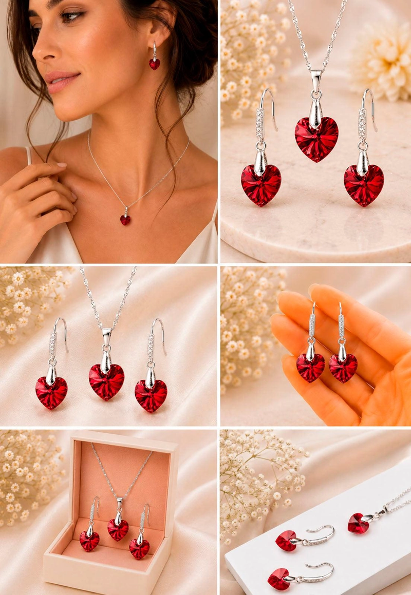 CONJUNTO ROMANCE PLATA 925 CRISTAL Swarovski® SIAM - 8