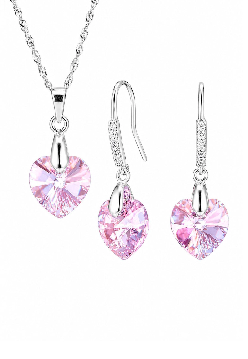 CONJUNTO ROMANCE PLATA 925 CRISTAL Swarovski® LIGHT ROSE - 1
