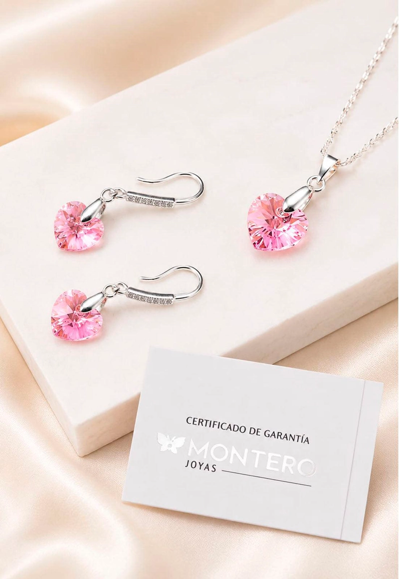 CONJUNTO ROMANCE PLATA 925 CRISTAL Swarovski® LIGHT ROSE - 4
