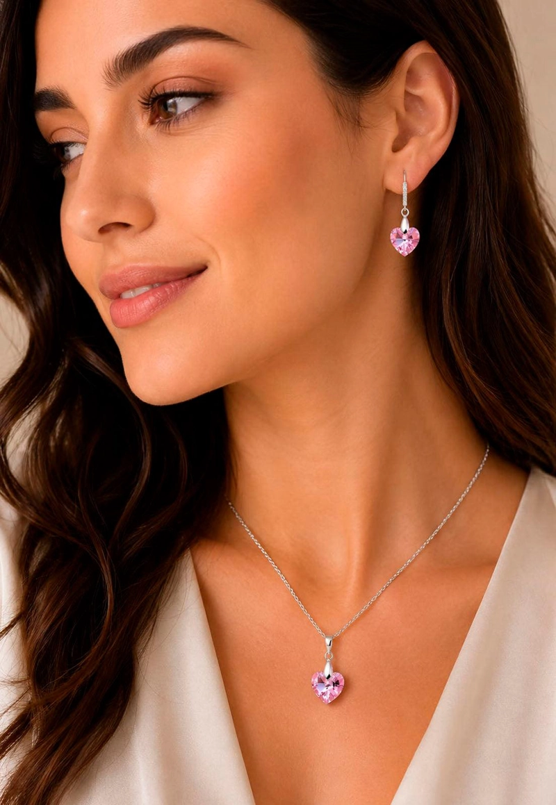 CONJUNTO ROMANCE PLATA 925 CRISTAL Swarovski® LIGHT ROSE - 7