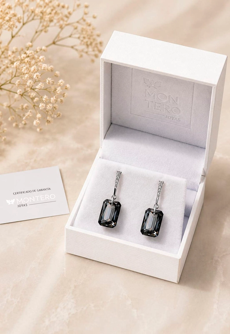 AROS ESTEFANIA PLATA 925 CRISTAL SWAROVSKI® SILVER NIGHT - 2