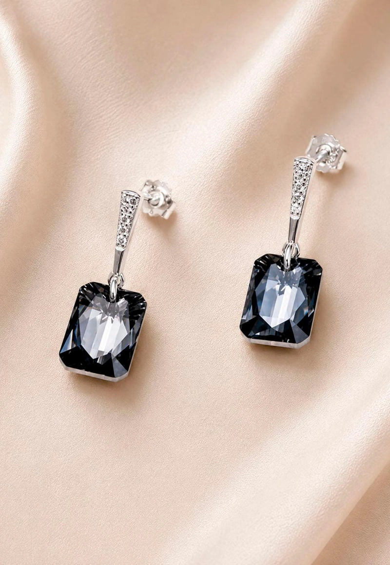 AROS ESTEFANIA PLATA 925 CRISTAL SWAROVSKI® SILVER NIGHT - 3