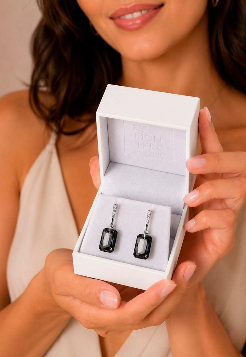 AROS ESTEFANIA PLATA 925 CRISTAL SWAROVSKI® SILVER NIGHT - 5