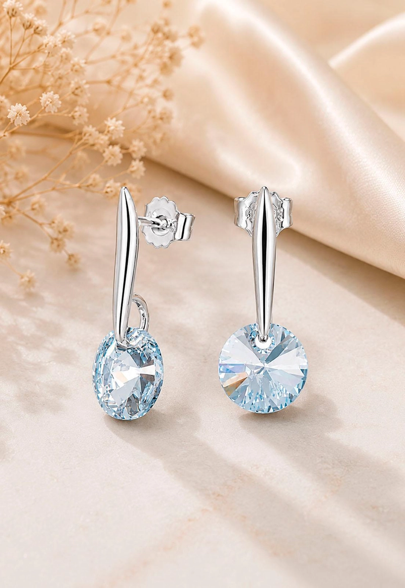 AROS PUNTO DE LUZ PLATA 925 CRISTAL SWAROVSKI® BLUE SHADE - 2