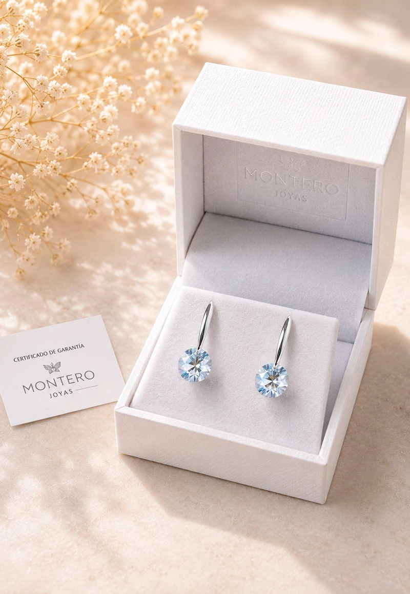 AROS PUNTO DE LUZ PLATA 925 CRISTAL SWAROVSKI® BLUE SHADE - 3