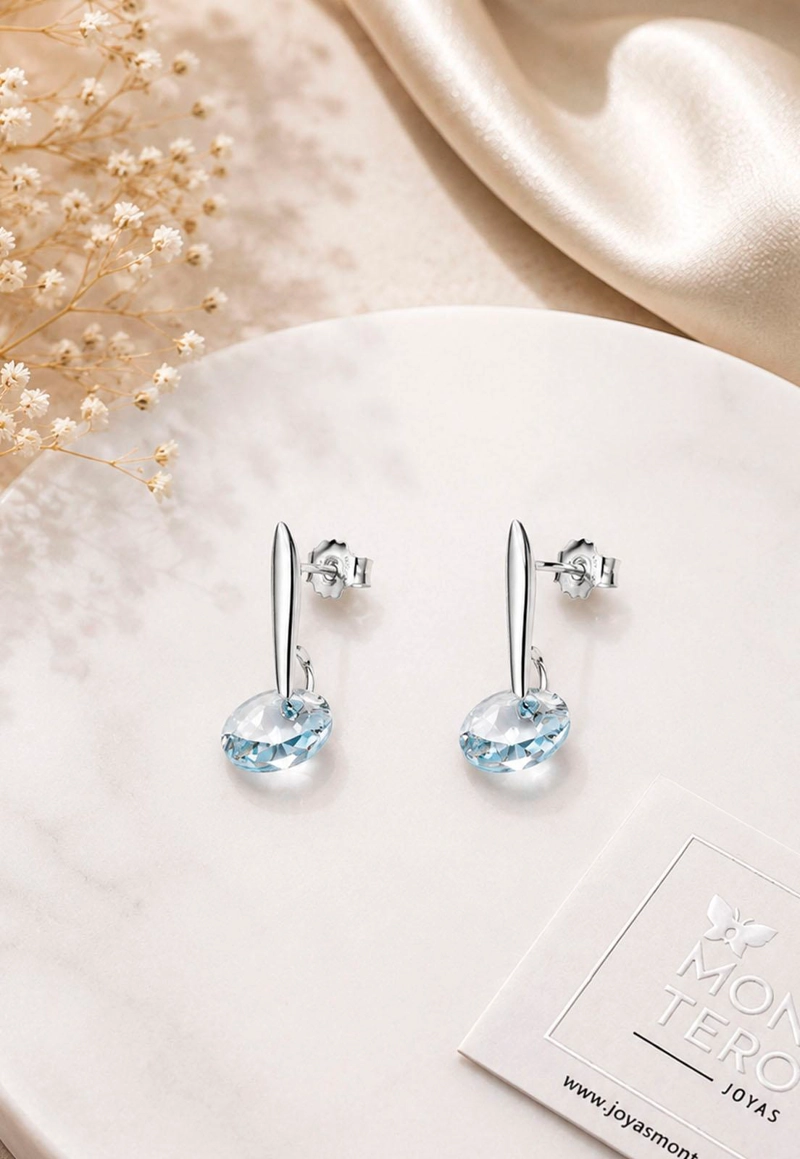 AROS PUNTO DE LUZ PLATA 925 CRISTAL SWAROVSKI® BLUE SHADE - 7