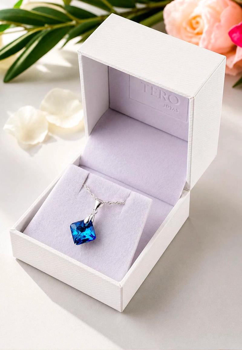 COLLAR CRISTINA PLATA 925 CRISTAL  SWAROVSKI® BERMUDA BLUE - 2