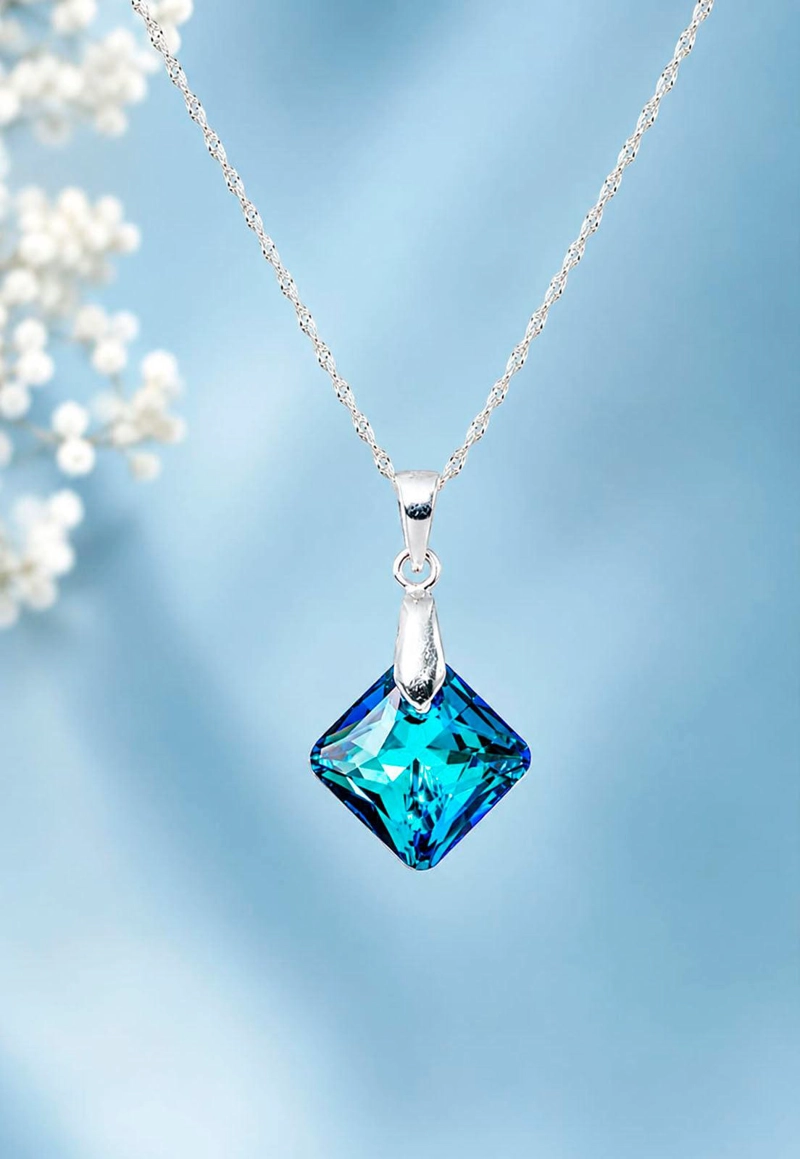 COLLAR CRISTINA PLATA 925 CRISTAL  SWAROVSKI® BERMUDA BLUE - 3