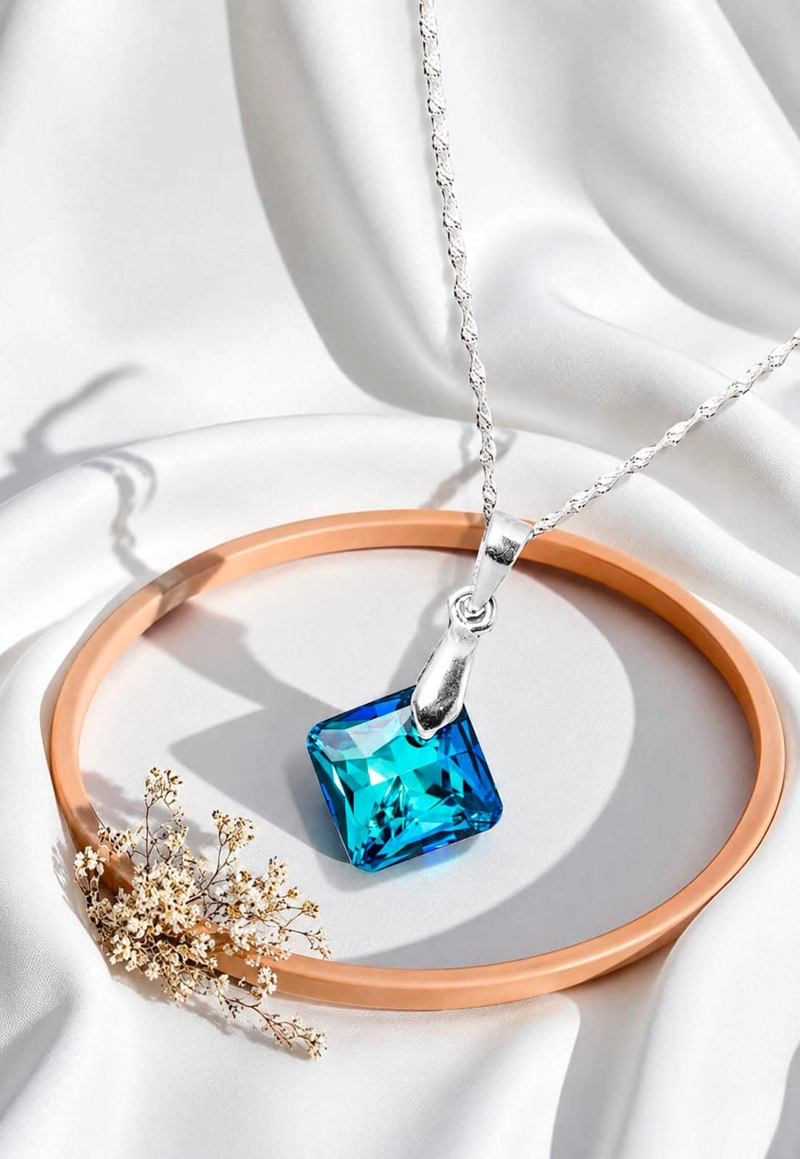 COLLAR CRISTINA PLATA 925 CRISTAL  SWAROVSKI® BERMUDA BLUE - 6
