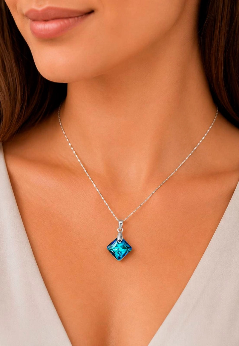 COLLAR CRISTINA PLATA 925 CRISTAL  SWAROVSKI® BERMUDA BLUE - 7