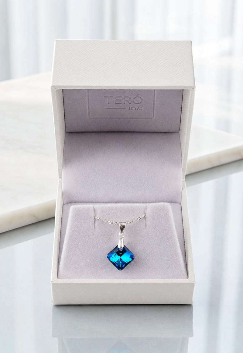 COLLAR CRISTINA PLATA 925 CRISTAL  SWAROVSKI® BERMUDA BLUE - 8