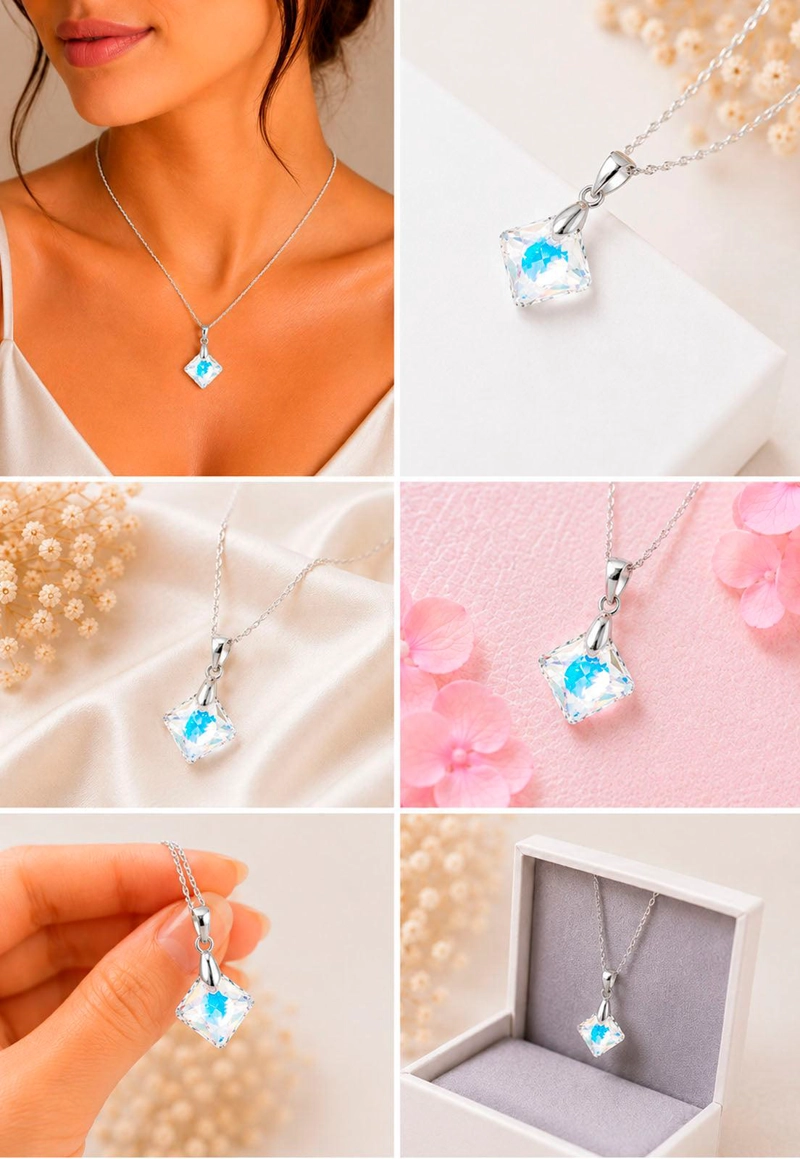 COLLAR CRISTINA PLATA 925 CRISTAL  SWAROVSKI® AURORA  BOREAL - 2