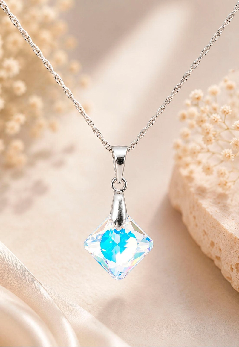 COLLAR CRISTINA PLATA 925 CRISTAL  SWAROVSKI® AURORA  BOREAL - 3