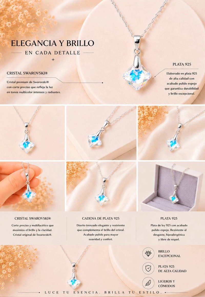 COLLAR CRISTINA PLATA 925 CRISTAL  SWAROVSKI® AURORA  BOREAL - 5