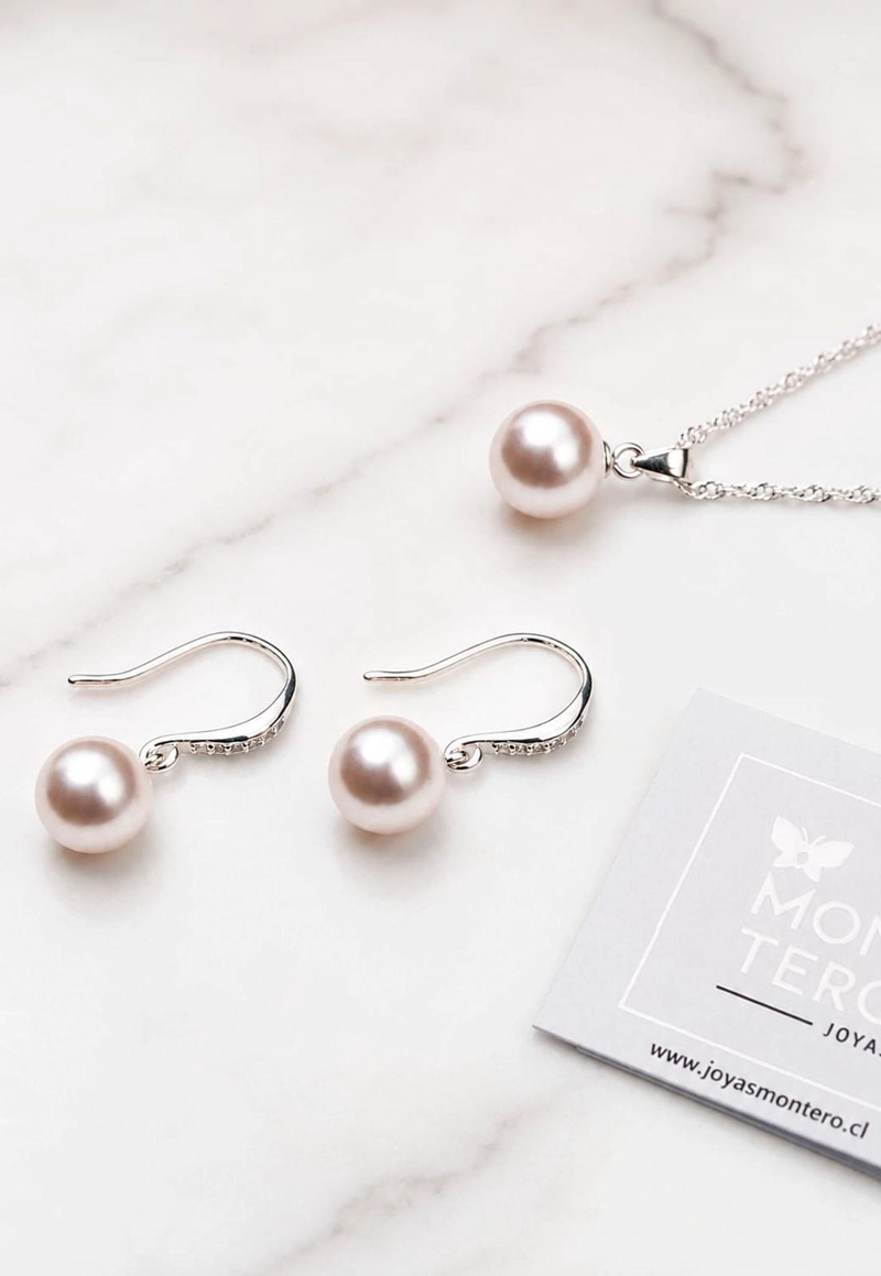 CONJUNTO OSLO PLATA 925 PERLAS SWAROVSKI®CREAM - 6